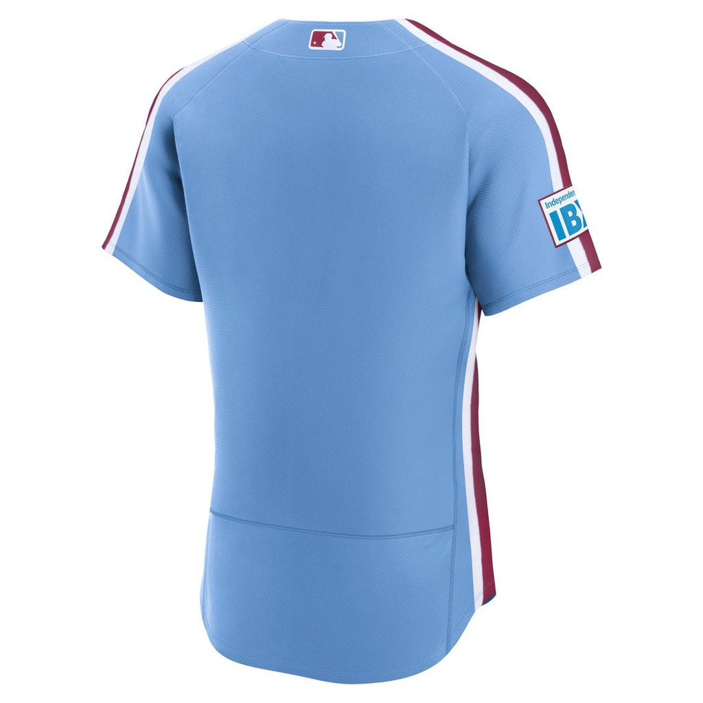 Men's Philadelphia Phillies Light Blue Alternate Sponsor Patch MLB Baseball Jersey - view 3