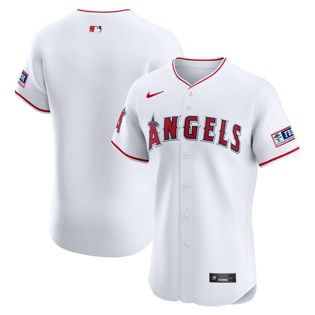 Men's Los Angeles Angels White Home Elite Patch MLB Baseball Jersey - view 1