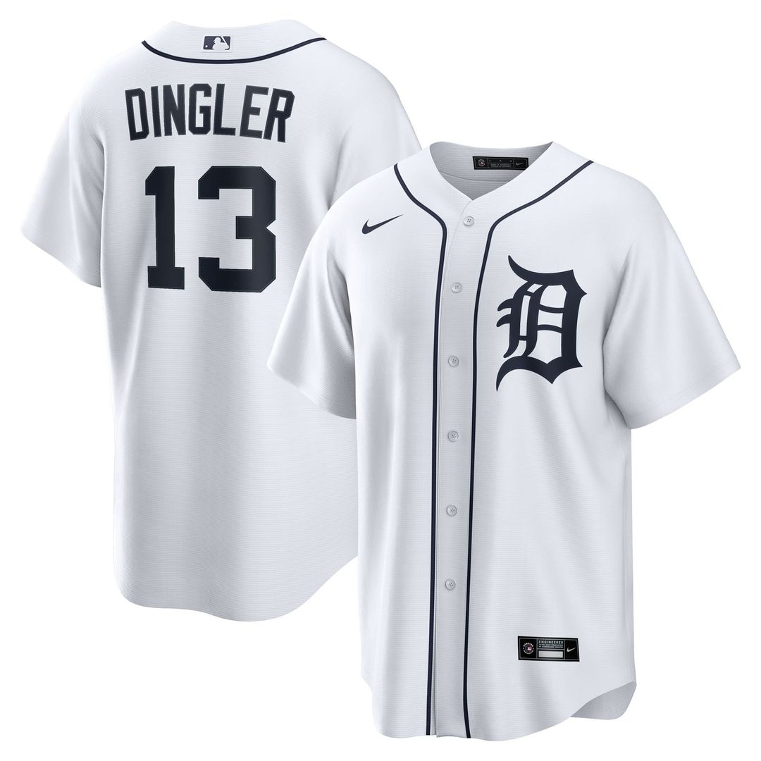 Men's Detroit Tigers Dillon Dingler White Home Replica MLB Baseball Jersey - view 1