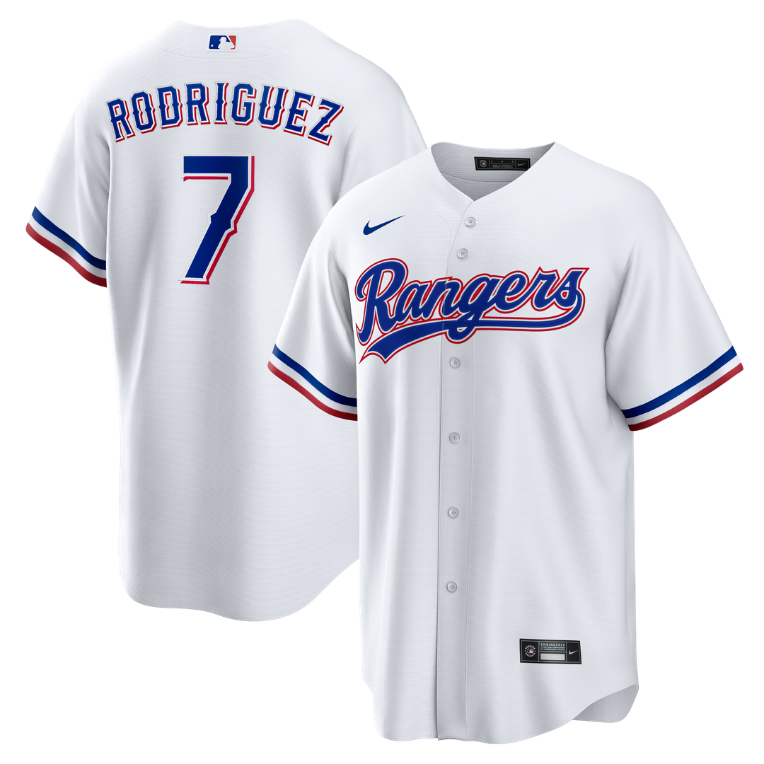 Men's Texas Rangers Ivan Rodriguez White Home Retired Player Replica MLB Baseball Jersey - view 1