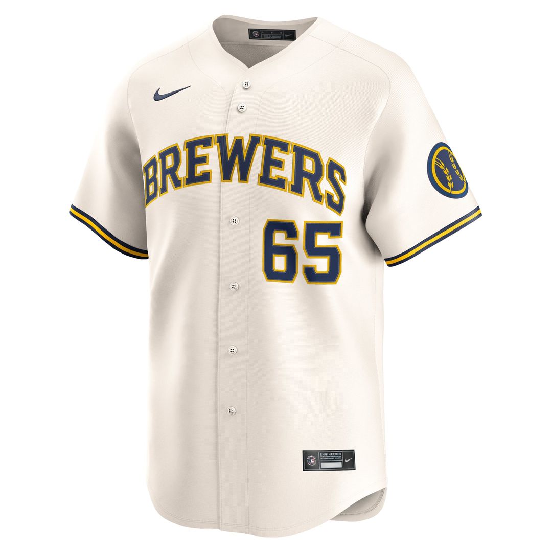 Men's Milwaukee Brewers Nestor Cortes Cream Home Limited MLB Baseball Jersey - view 2