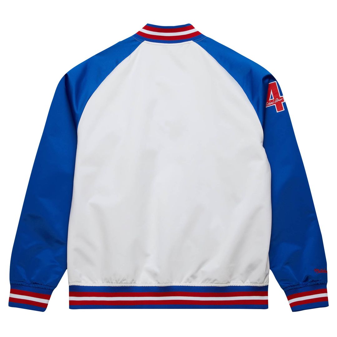 Men's Atlanta Braves Hank Aaron White/Royal Cooperstown Collection Legends Lightweight Satin Raglan Full-Snap Jacket - view 3