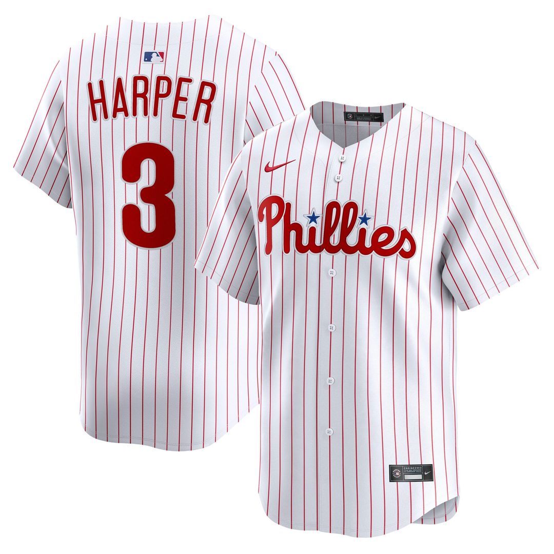 Men's Philadelphia Phillies Bryce Harper White Home Limited MLB Baseball Jersey - view 1