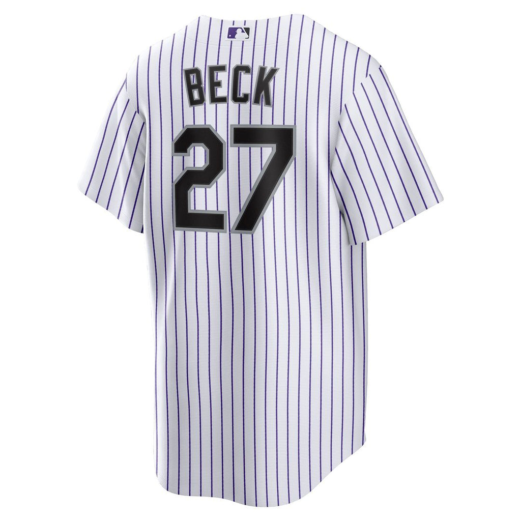 Men's Colorado Rockies Jordan Beck White Home Replica MLB Baseball Jersey - view 3