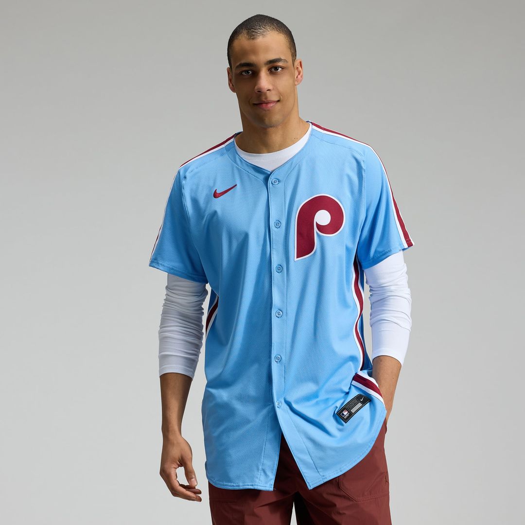 Men's Philadelphia Phillies Light Blue Alternate Elite MLB Baseball Jersey - view 13