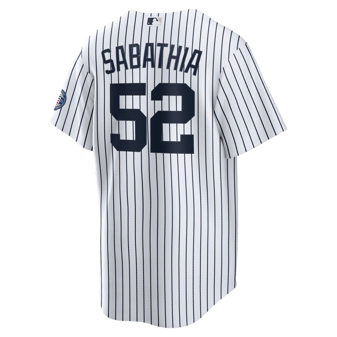 Men's New York Yankees CC Sabathia White 2025 Baseball Hall of Fame Name & Number Retired Replica MLB Baseball Jersey - view 7