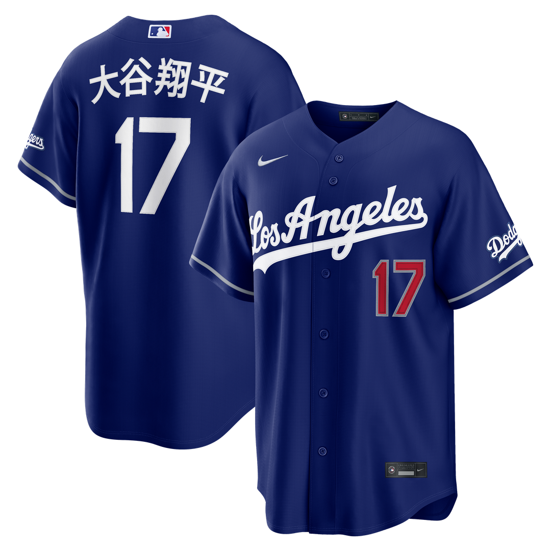 Men's Los Angeles Dodgers Shohei Ohtani Royal Kanji Alternate Stadium MLB Baseball Jersey - view 1