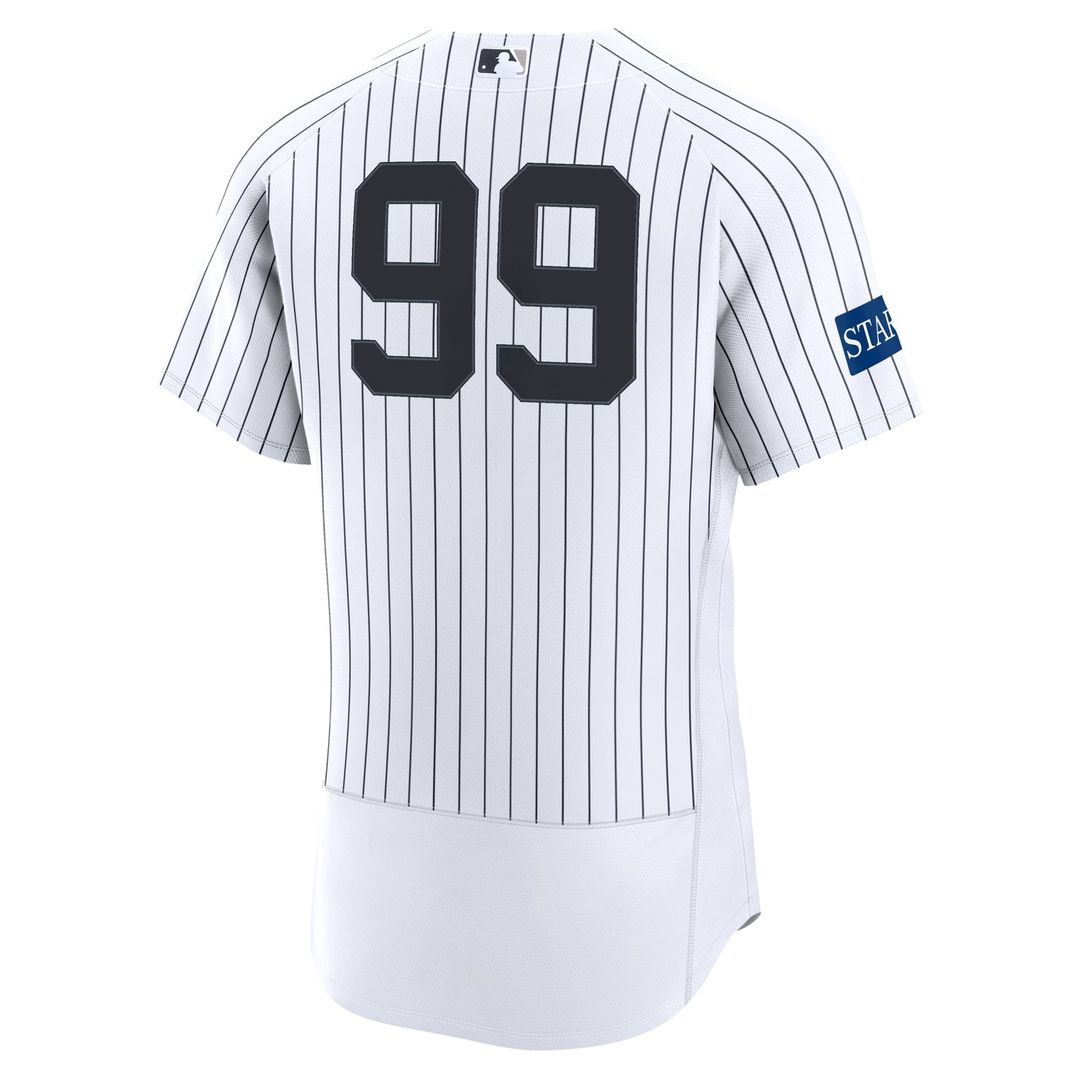 Men's New York Yankees Aaron Judge White Home Sponsor Patch MLB Baseball Jersey - view 3
