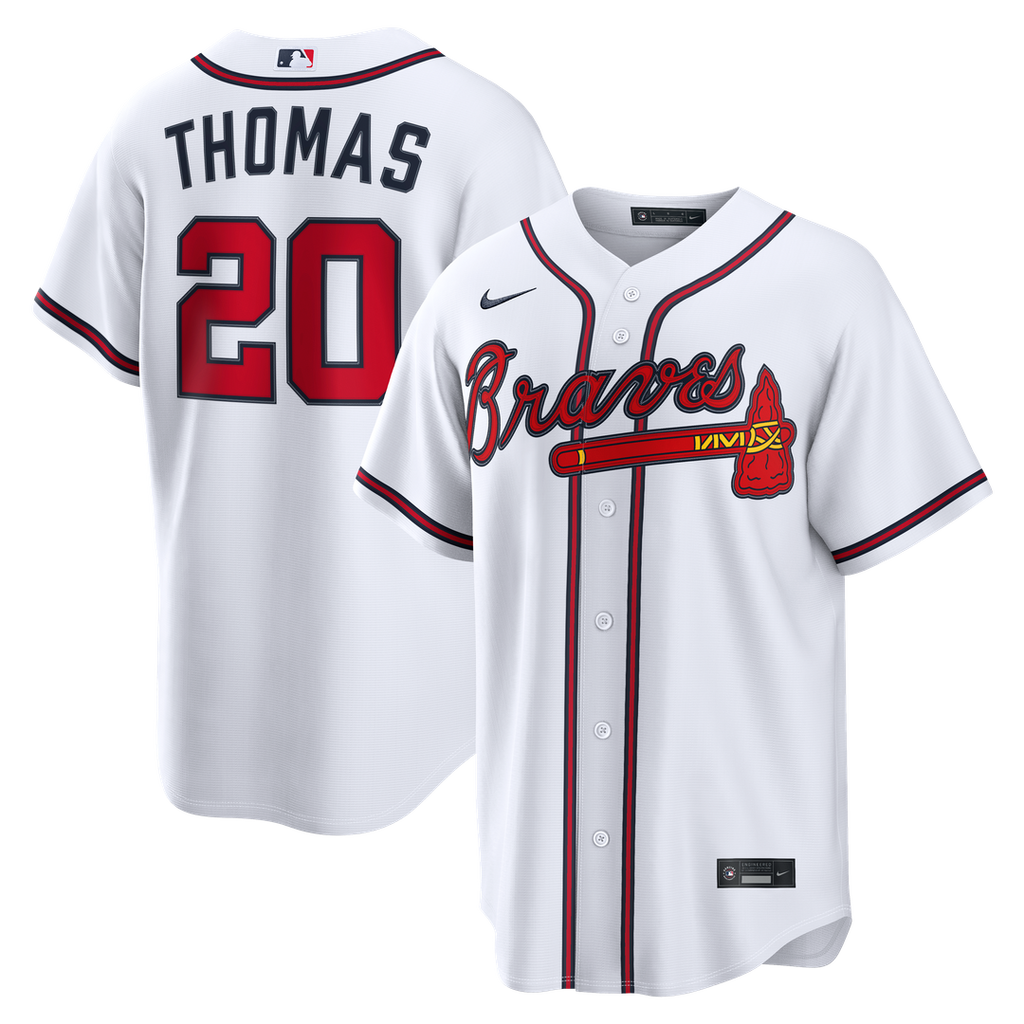 Men's Atlanta Braves Lane Thomas White Home Replica MLB Baseball Jersey - view 1