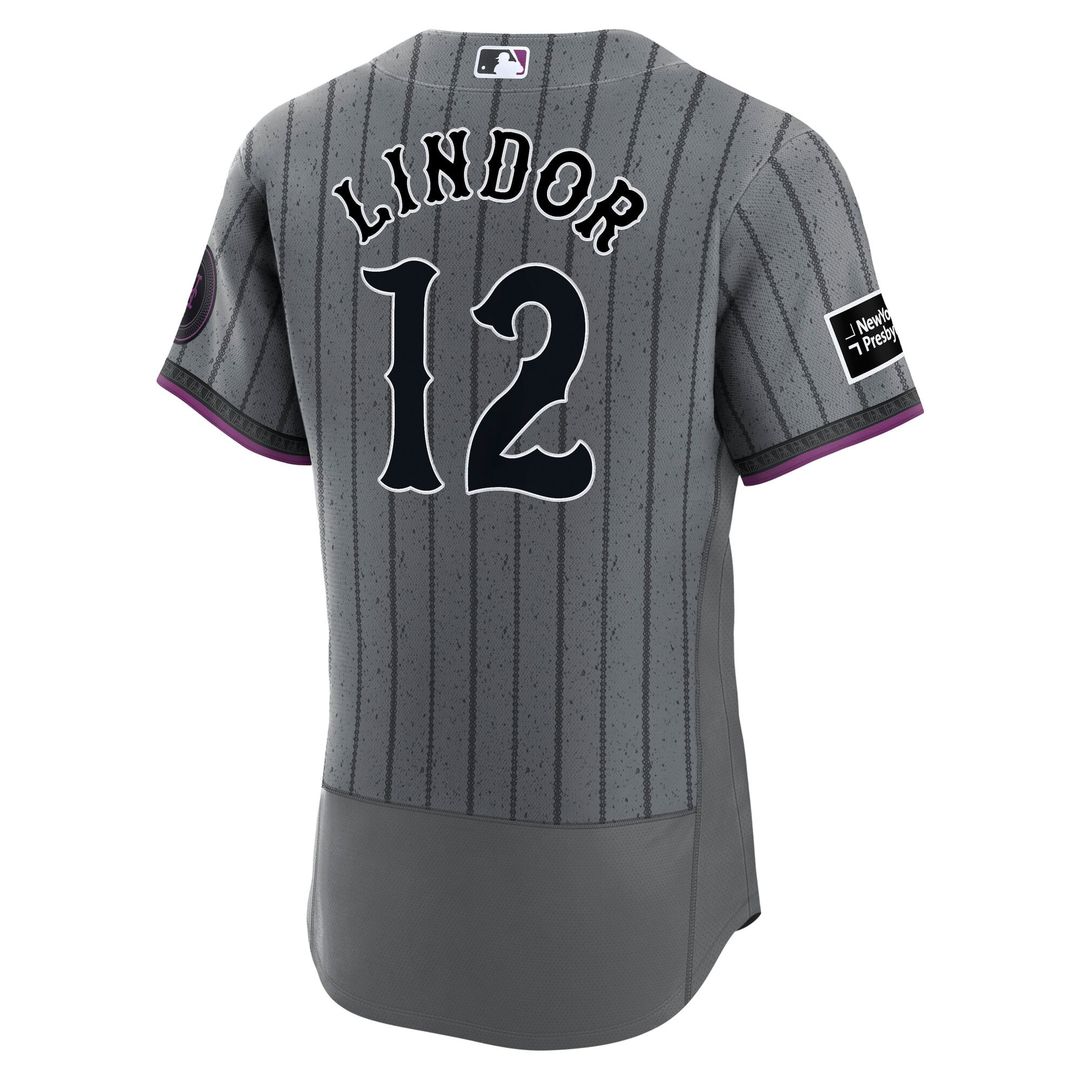 Men's New York Mets Francisco Lindor Gray City Connect Sponsor Patch MLB Baseball Jersey - view 3