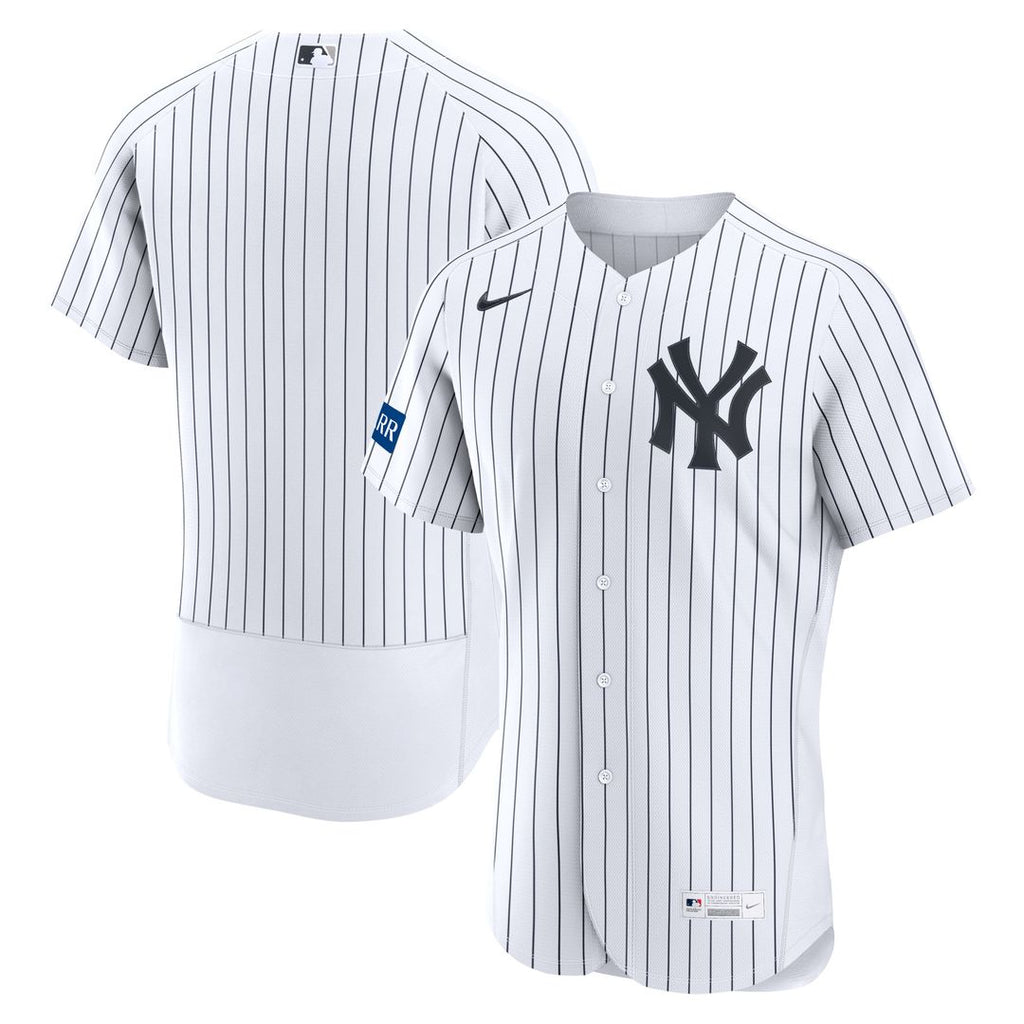 Men's New York Yankees White Home Sponsor Patch MLB Baseball Jersey - view 1