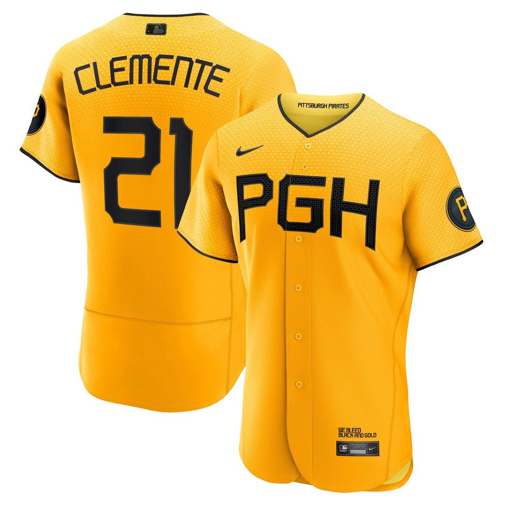 Men's Pittsburgh Pirates Roberto Clemente Gold City Connect MLB Baseball Jersey - view 1