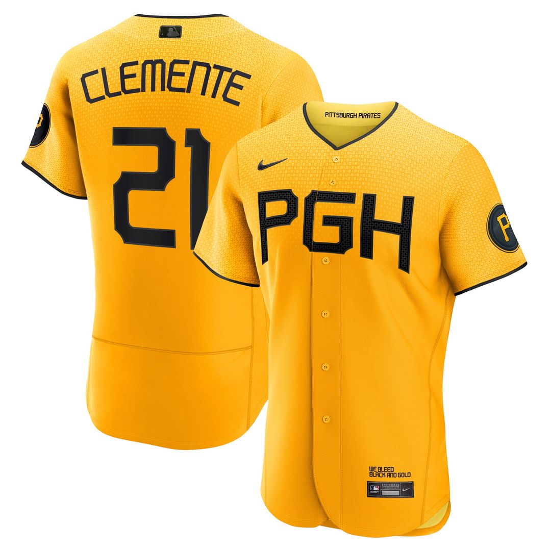 Men's Pittsburgh Pirates Roberto Clemente Gold City Connect MLB Baseball Jersey - view 1