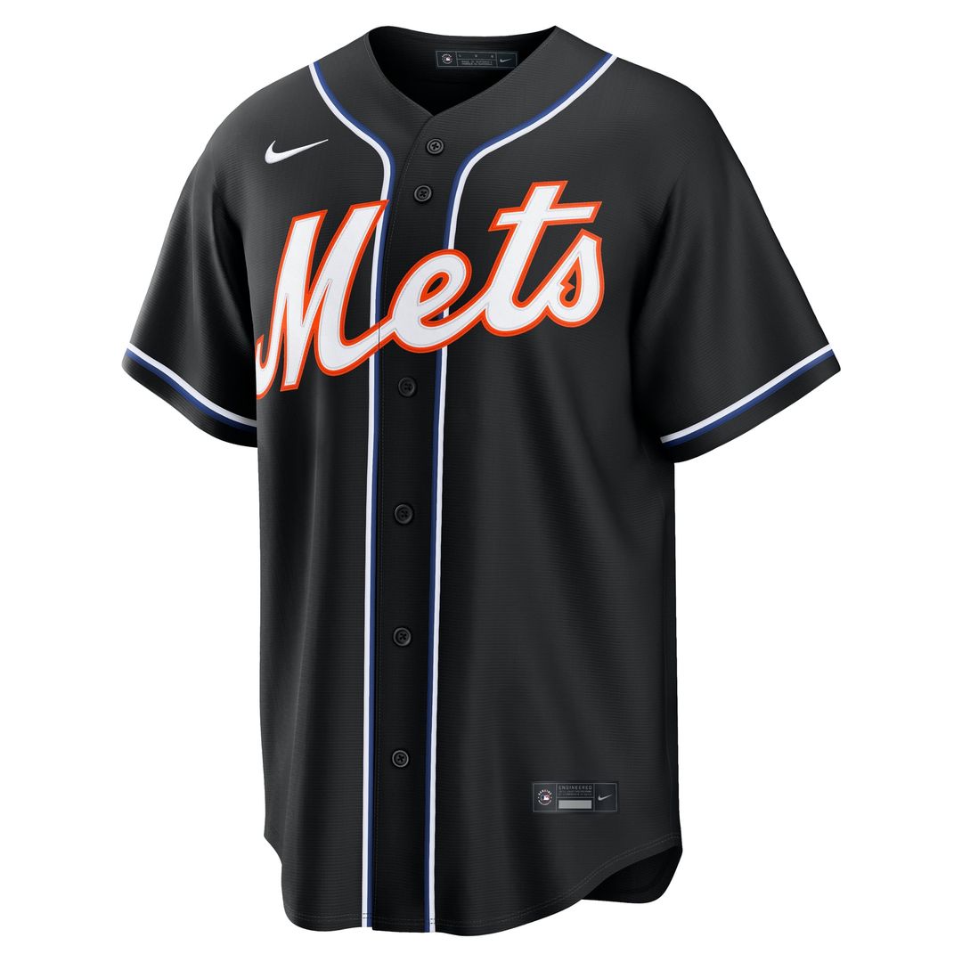 Men's New York Mets Francisco Lindor Fashion Replica Black Out MLB Baseball Jersey - view 2