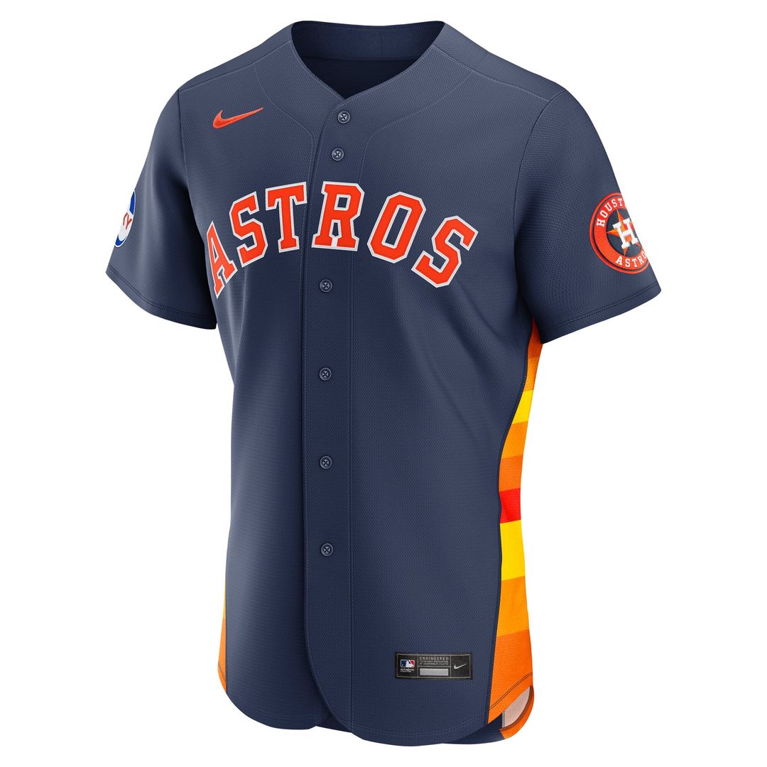 Men's Houston Astros Navy Alternate Sponsor Patch MLB Baseball Jersey - view 5