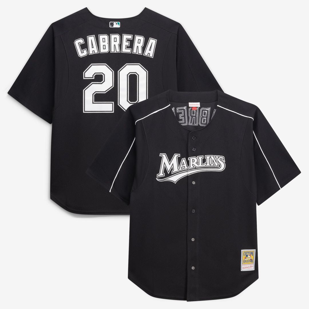 Men's Miami Marlins Miguel Cabrera Black Big & Tall Cooperstown Mesh Batting Practice MLB Baseball Jersey - view 1