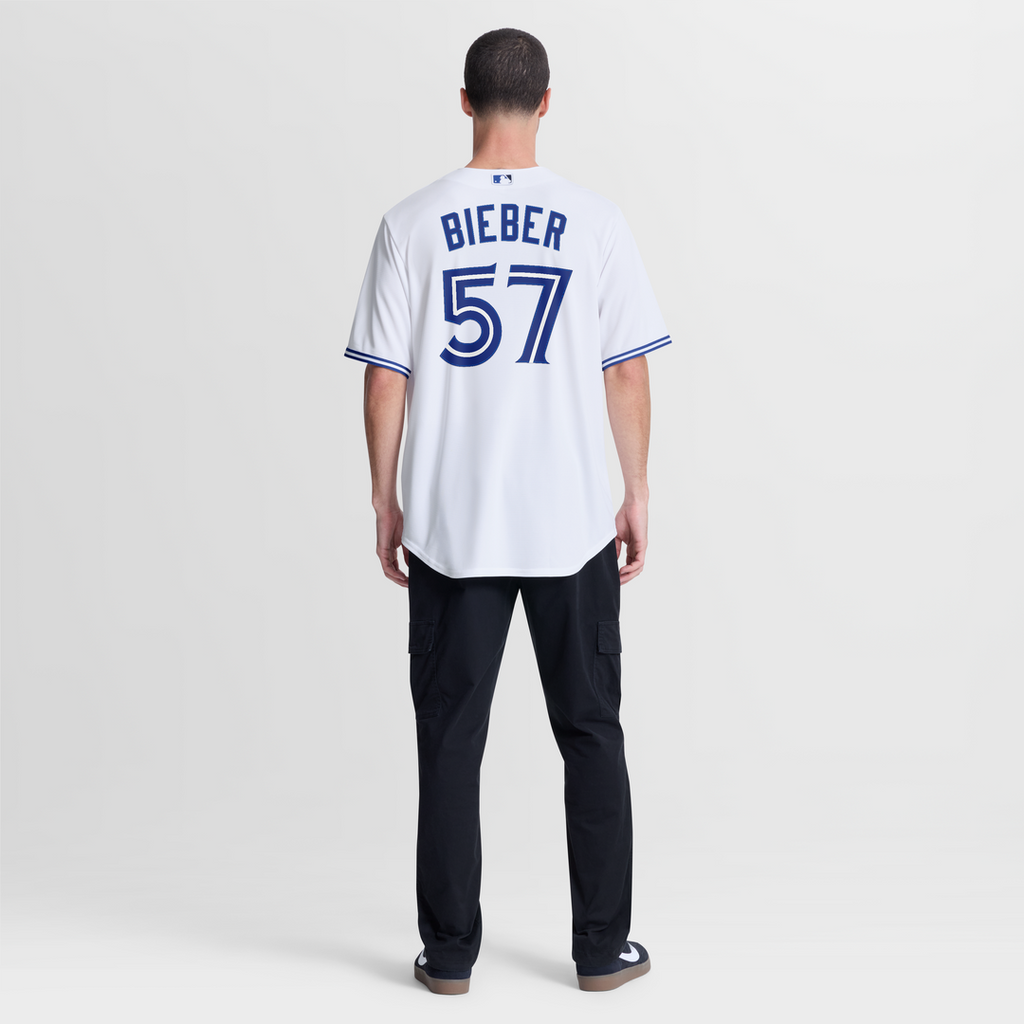 Men's Toronto Blue Jays Shane Bieber White Home Replica MLB Baseball Jersey - view 5