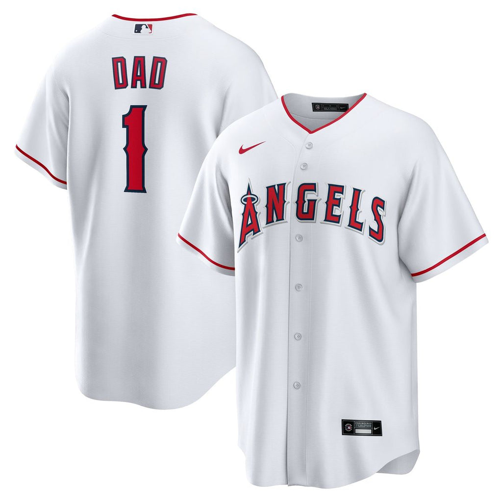 Men's Los Angeles Angels White #1 Dad Home Replica MLB Baseball Jersey - view 1
