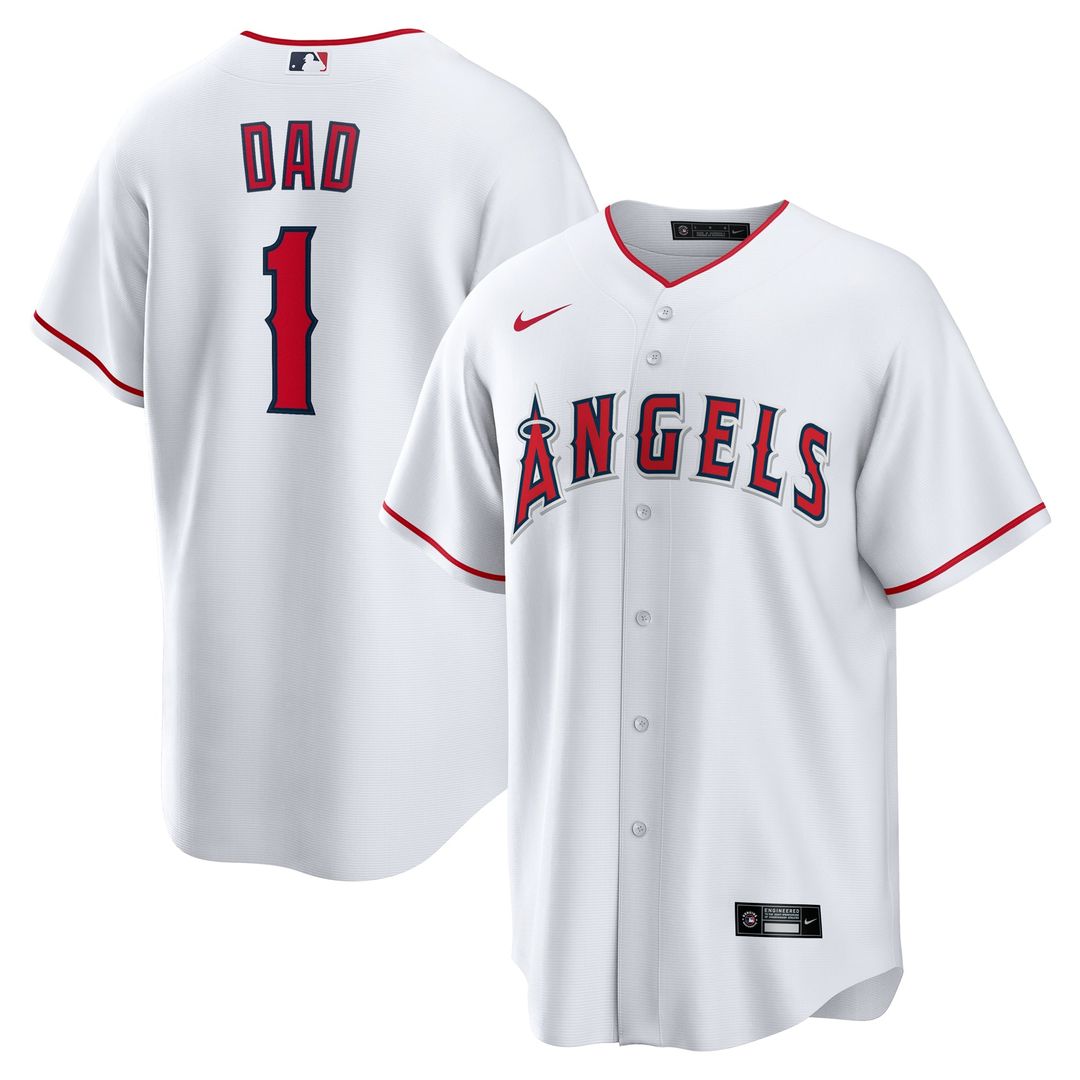 Men's Los Angeles Angels White #1 Dad Home Replica MLB Baseball Jersey - view 1