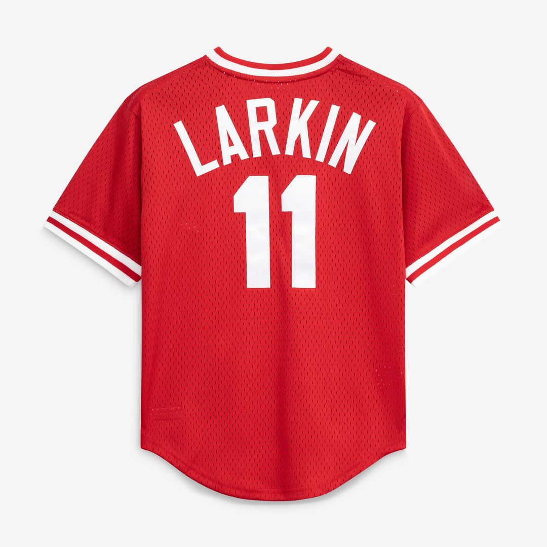 Men's Cincinnati Reds Barry Larkin Red Batting Practice MLB Baseball Jersey - view 3