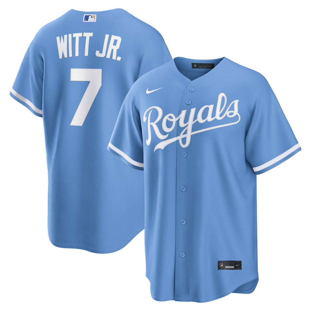 Men's Kansas City Royals Bobby Witt Jr. Light Blue Alternate Replica MLB Baseball Jersey - view 1