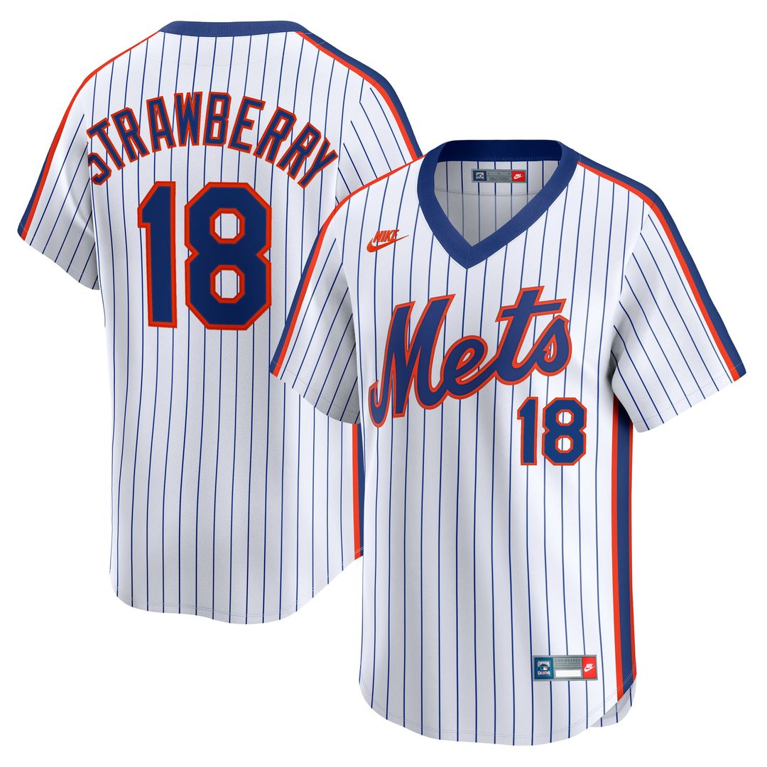 Men's New York Mets Darryl Strawberry White Throwback Cooperstown Collection Limited MLB Baseball Jersey - view 1