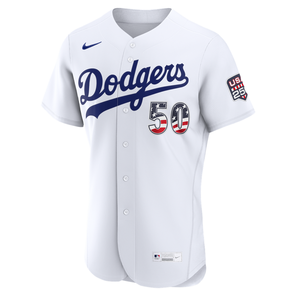 Men's Fourth of July Men's Los Angeles Dodgers Mookie Betts White USA 250 MLB Baseball Jersey - view 2