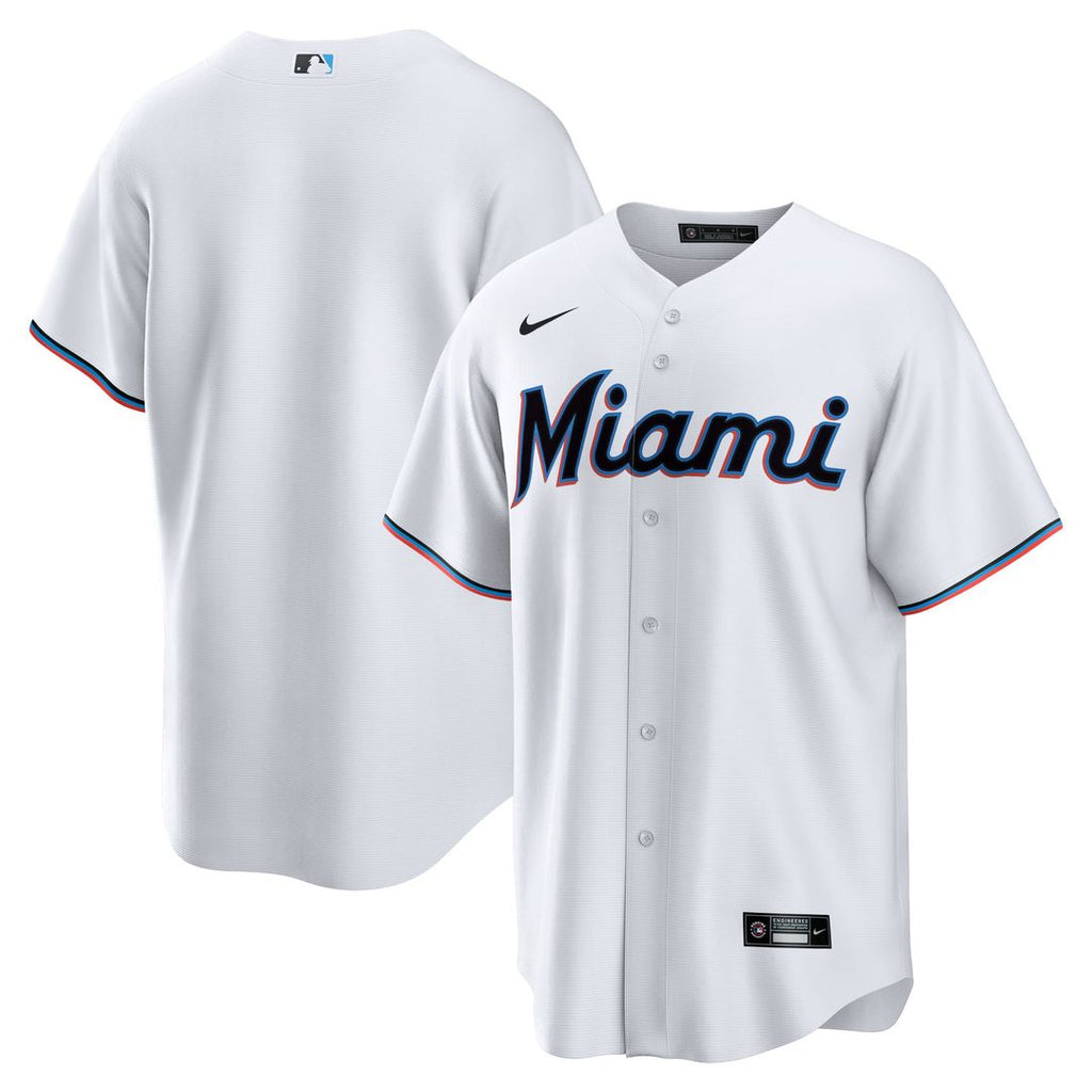 Men's Miami Marlins White Home Blank Replica MLB Baseball Jersey - view 1