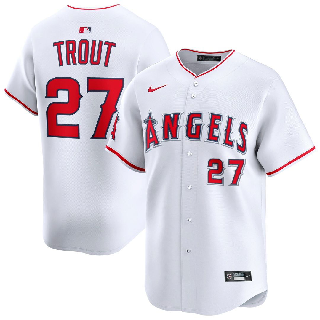 Men's Los Angeles Angels Mike Trout White Home Limited MLB Baseball Jersey - view 1
