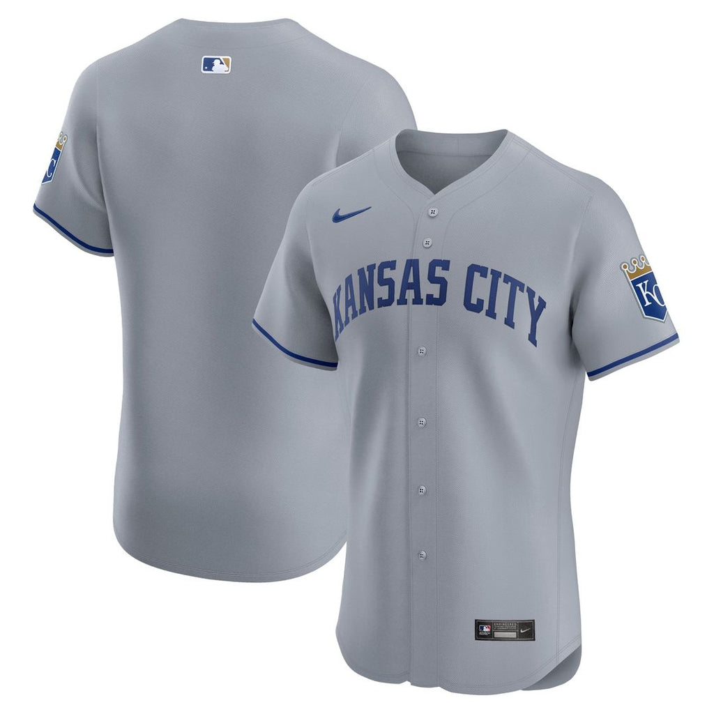 Men's Kansas City Royals Gray Road Elite Patch MLB Baseball Jersey - view 1