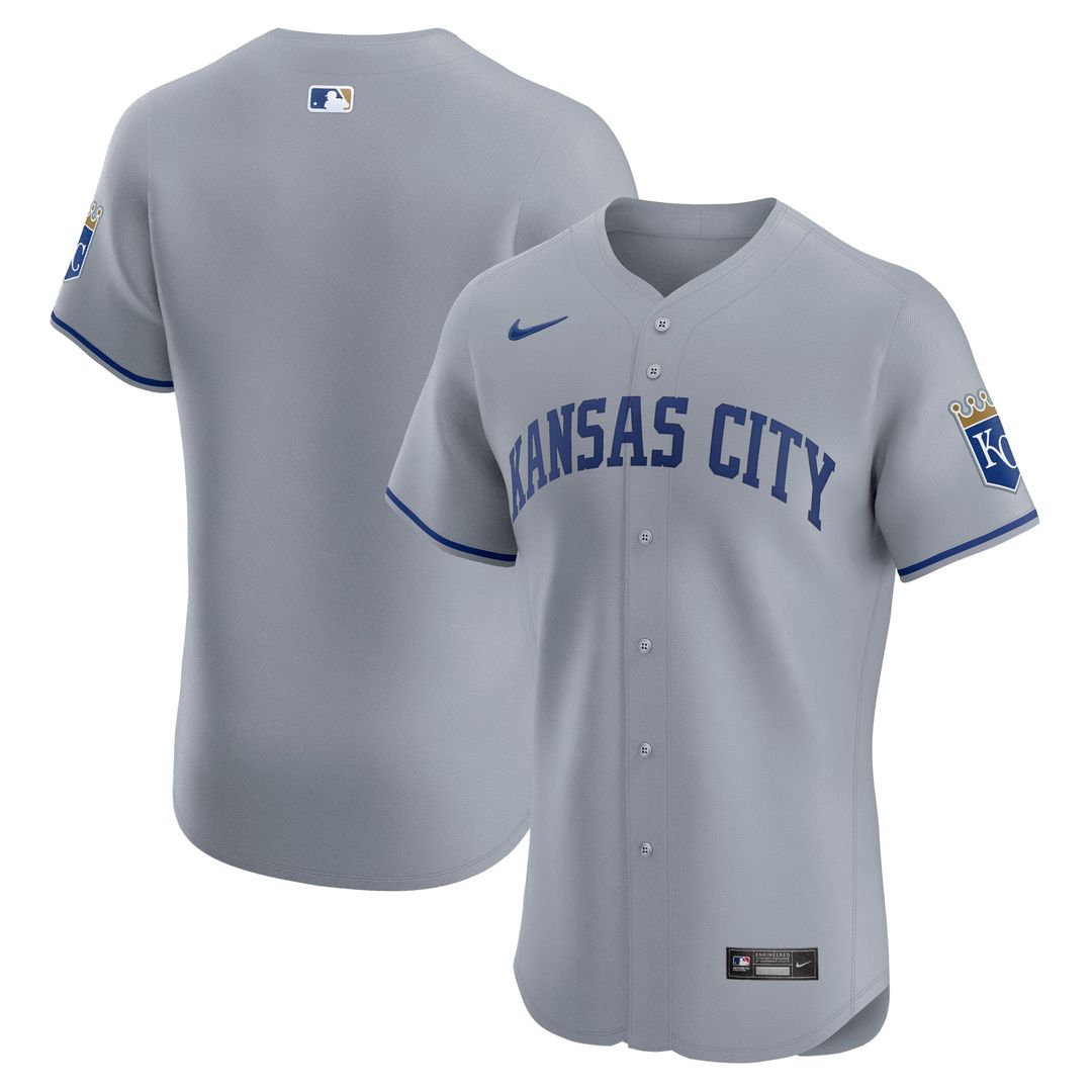 Men's Kansas City Royals Gray Road Elite Patch MLB Baseball Jersey - view 1