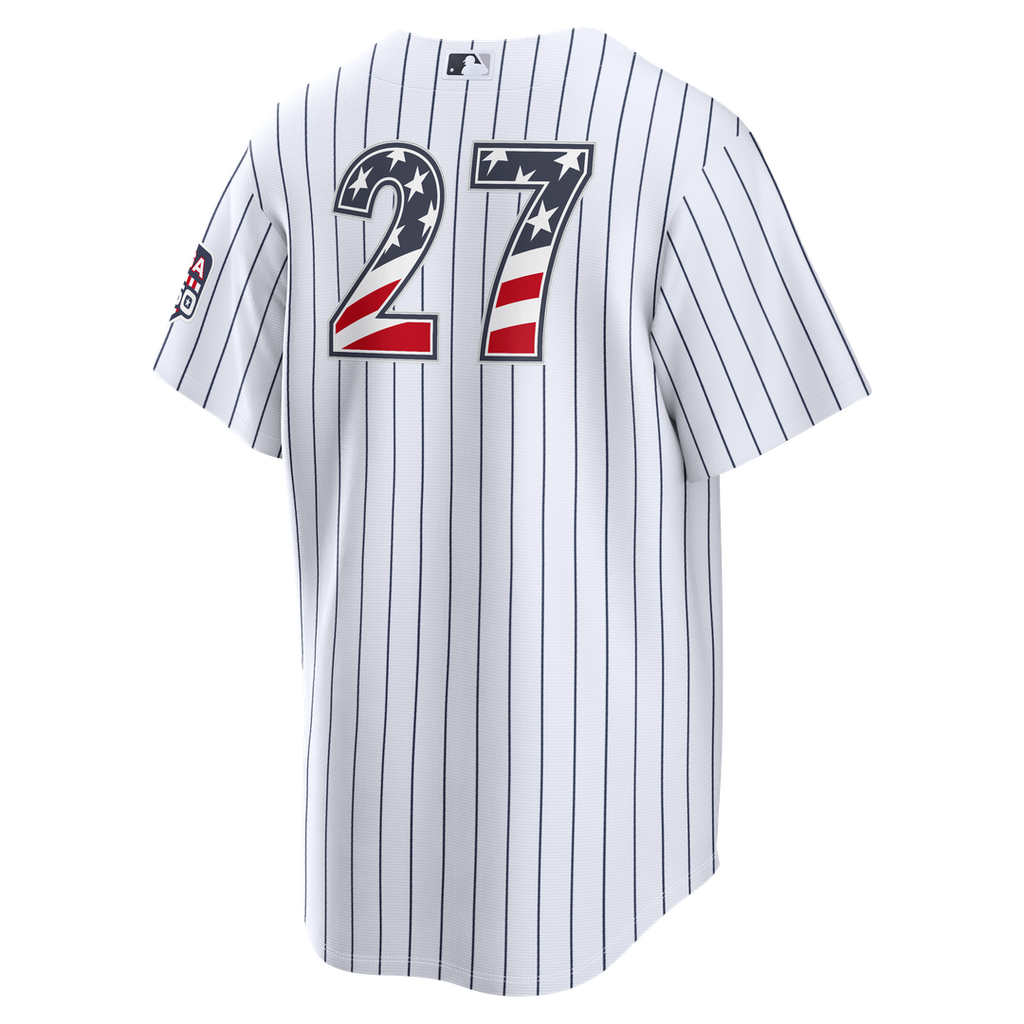Men's Fourth of July Men's New York Yankees Giancarlo Stanton White USA 250 Stadium MLB Baseball Jersey - view 3