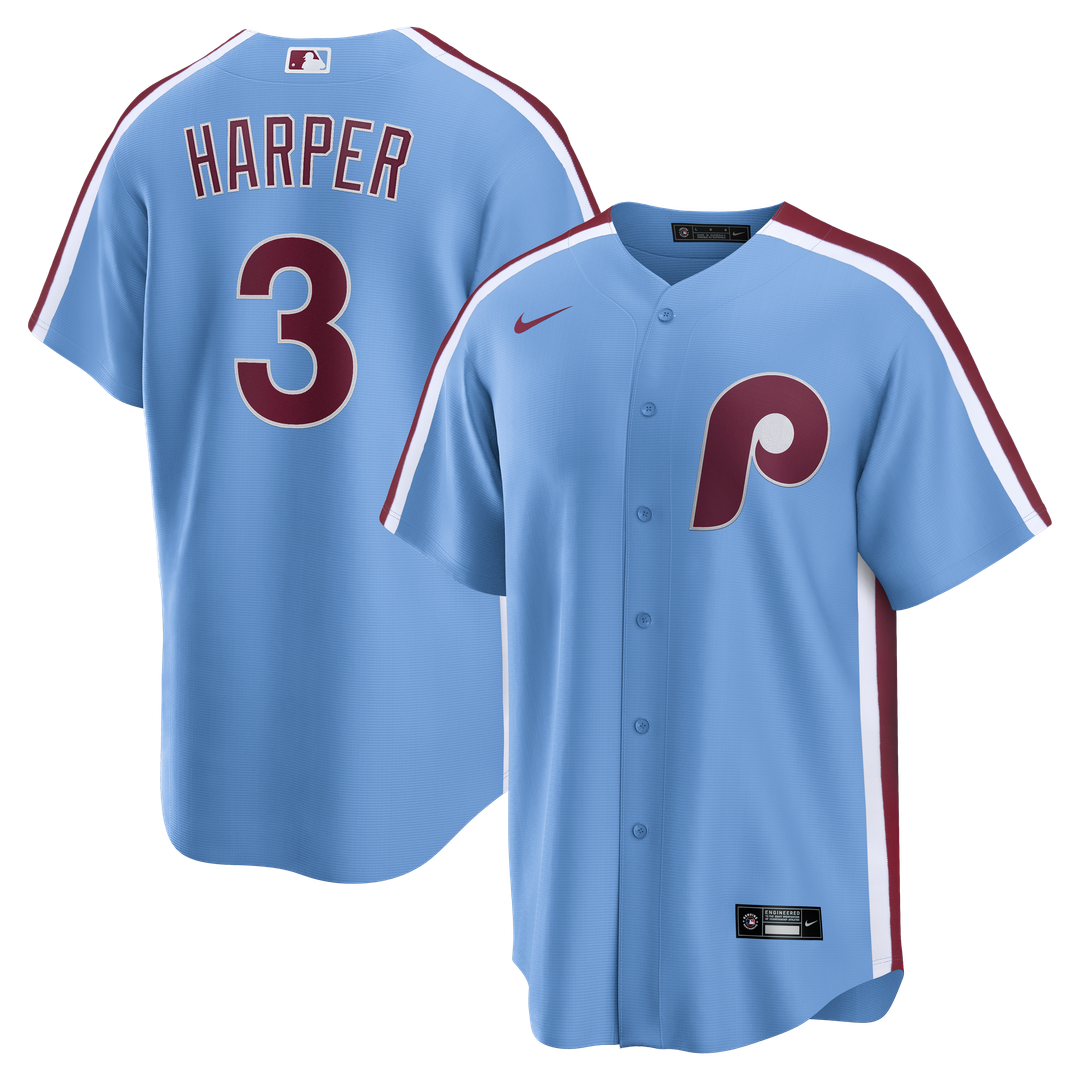 Men's Philadelphia Phillies Bryce Harper Light Blue Alternate Replica MLB Baseball Jersey - view 1
