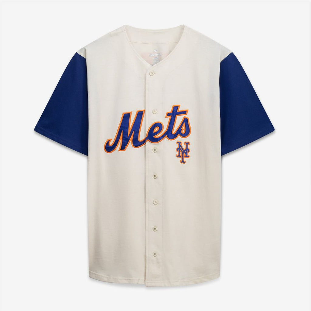Men's New York Mets Cream/Royal Big & Tall Two-Color Fashion MLB Baseball Jersey - view 2