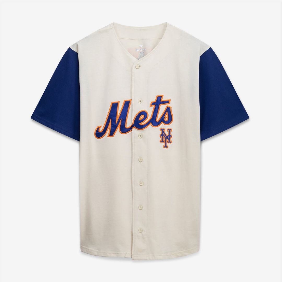 Men's New York Mets Cream/Royal Big & Tall Two-Color Fashion MLB Baseball Jersey - view 2