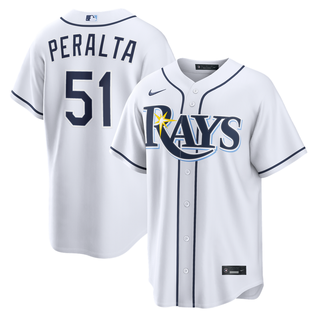 Men's Tampa Bay Rays Freddy Peralta White Home Replica MLB Baseball Jersey - view 1