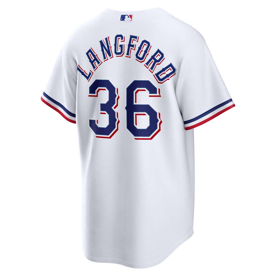 Men's Texas Rangers Wyatt Langford White Home Replica MLB Baseball Jersey - view 3
