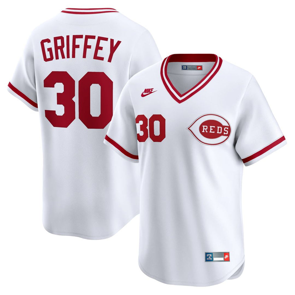 Men's Cincinnati Reds Ken Griffey White Throwback Cooperstown Collection Limited MLB Baseball Jersey - view 1