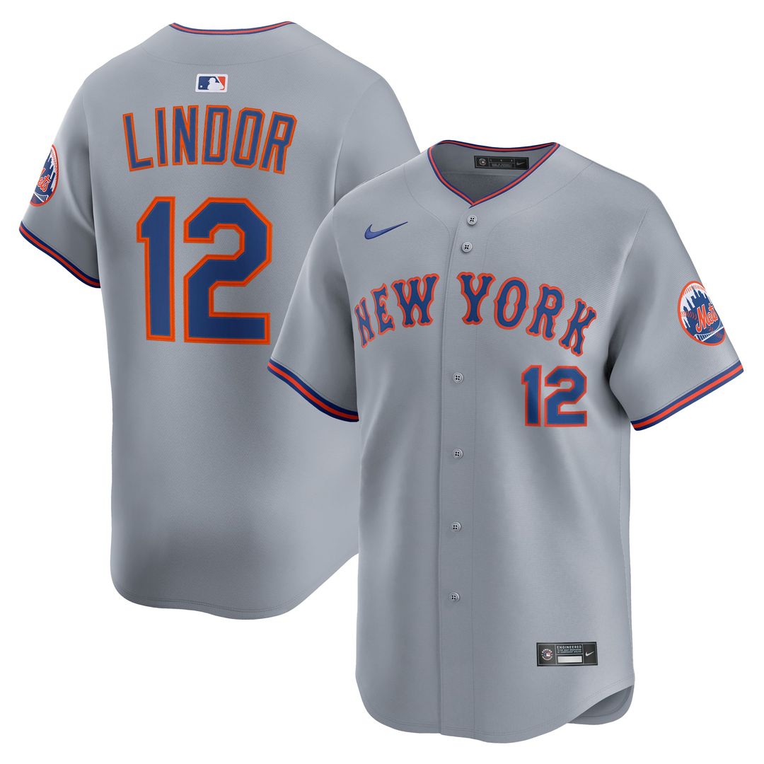 Men's New York Mets Francisco Lindor Gray Road Limited MLB Baseball Jersey - view 4