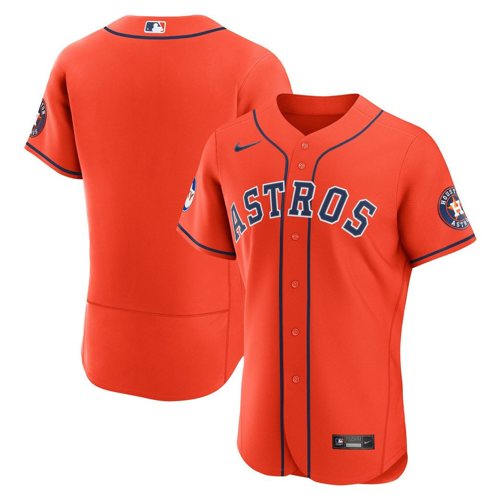 Men's Houston Astros Orange Alternate Sponsor Patch MLB Baseball Jersey - view 1