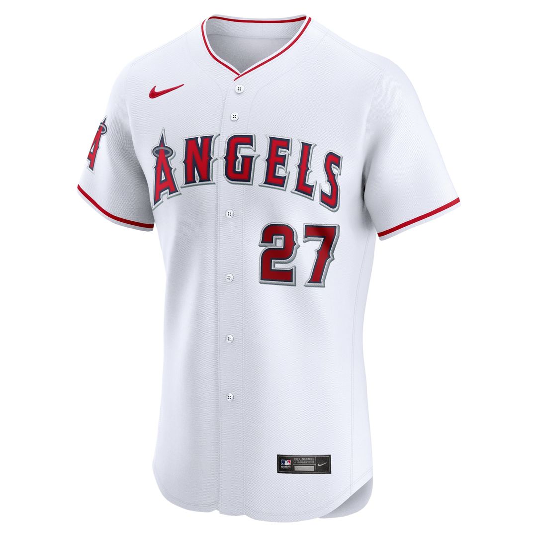 Men's Los Angeles Angels Mike Trout White Home Elite MLB Baseball Jersey - view 2