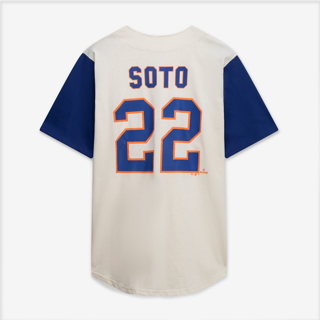 Men's New York Mets Cream/Royal Big & Tall Two-Color Fashion MLB Baseball Jersey - view 3