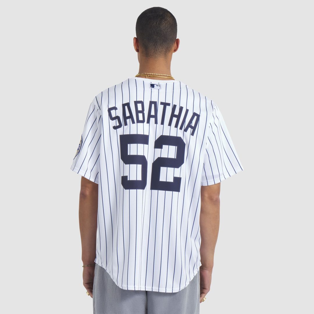 Men's New York Yankees CC Sabathia White 2025 Baseball Hall of Fame Name & Number Retired Replica MLB Baseball Jersey - view 3