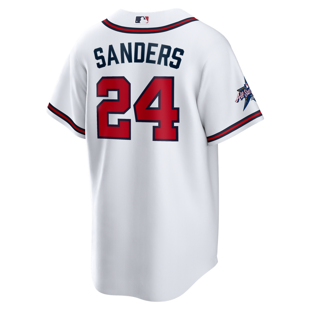 Men's Atlanta Braves Deion Sanders White Home Retired Player Replica MLB Baseball Jersey - view 3
