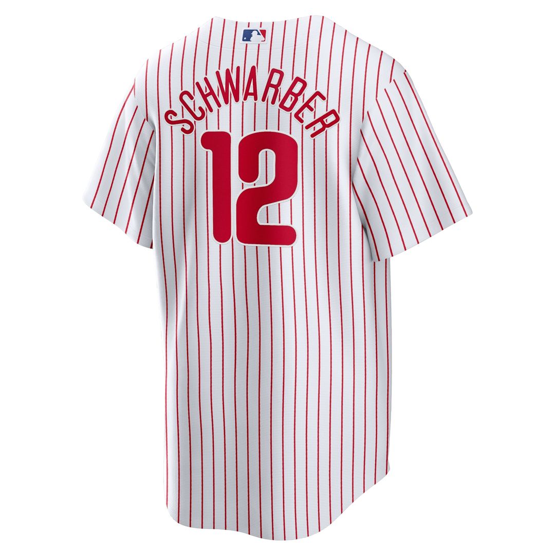 Men's Philadelphia Phillies Kyle Schwarber White Replica MLB Baseball Jersey - view 3