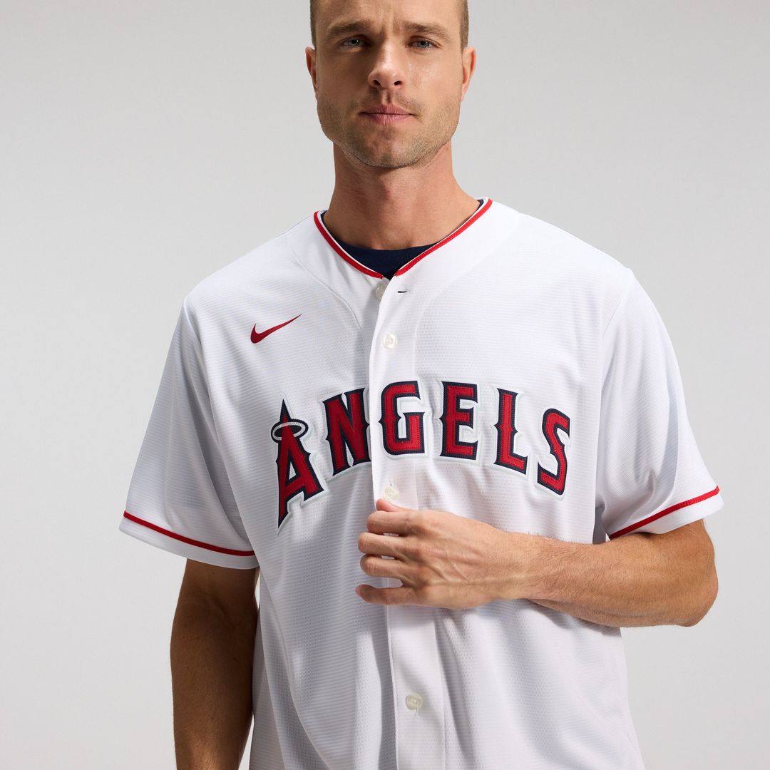 Men's Los Angeles Angels White Home Replica MLB Baseball Jersey - view 7