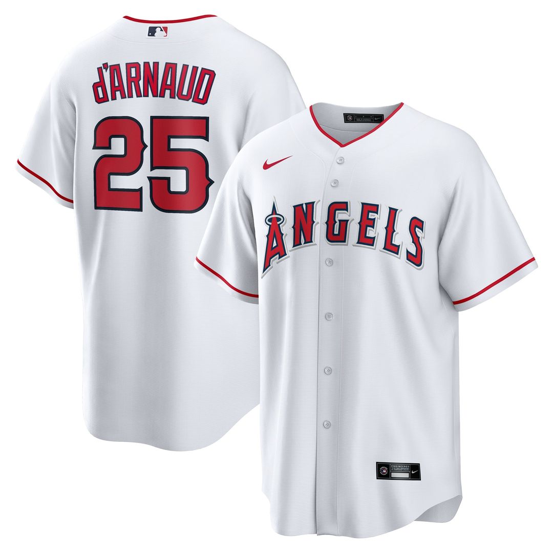 Men's Los Angeles Angels Travis d'Arnaud White Home Replica MLB Baseball Jersey - view 1
