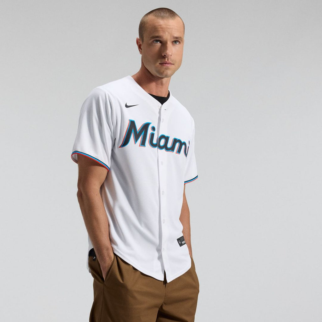 Men's Miami Marlins White Home Replica MLB Baseball Jersey - view 1