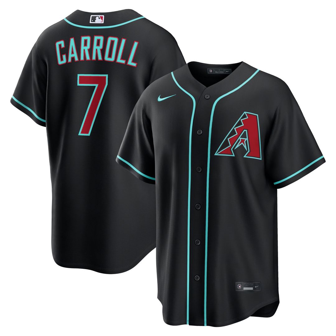 Men's Arizona Diamondbacks Corbin Carroll Black Alternate Replica MLB Baseball Jersey - view 15