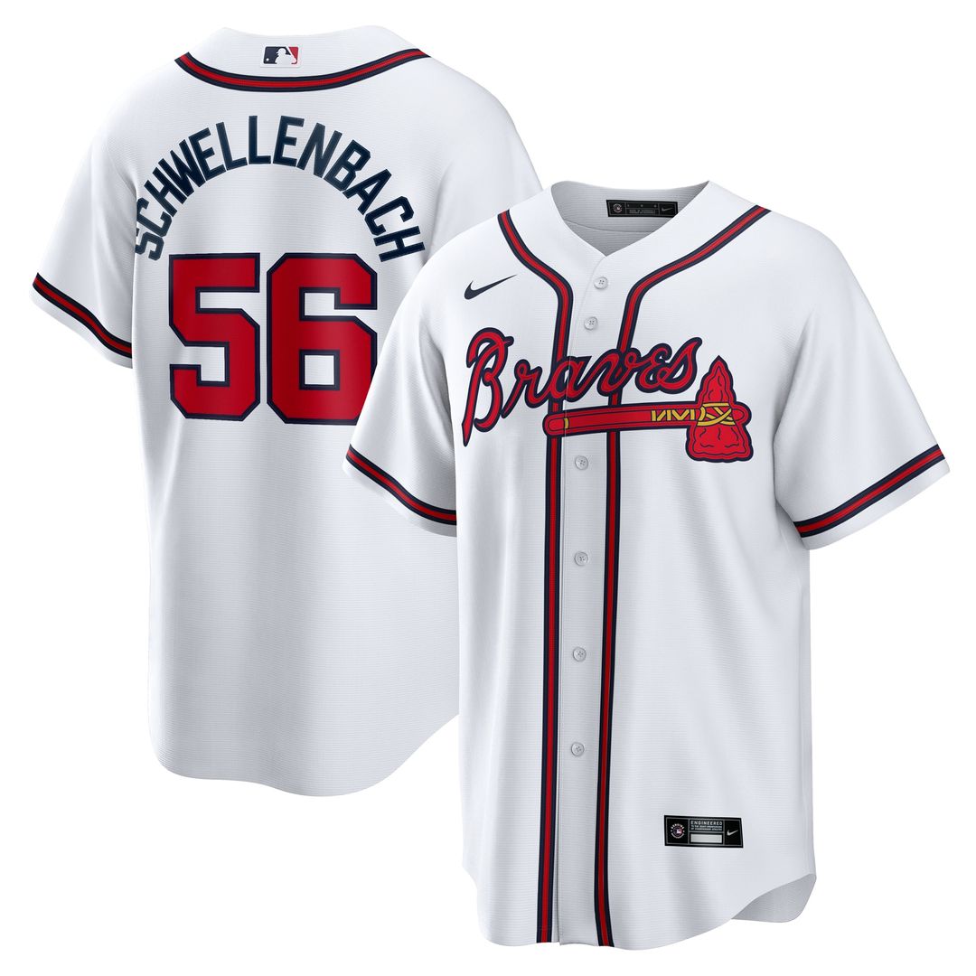 Men's Atlanta Braves Spencer Schwellenbach White Home Replica MLB Baseball Jersey - view 1